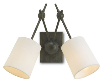 Currey and Company - 5150 - Two Light Wall Sconce - Compass - Black Iron