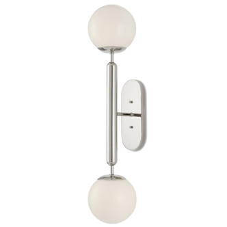 Currey and Company - 5800-0033 - Two Light Wall Sconce - Barbican - Polished Nickel/White