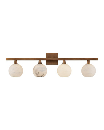 Currey and Company - 5800-0039 - Four Light Bath Bar - Bombelles Collection - Antique Brass/Natural