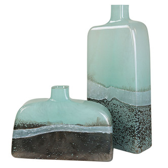 Uttermost - 18096 - Vases Set Of 2 - Fuze - Aqua And Bronze