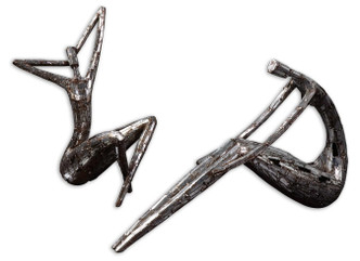 Uttermost - 19502 - Sculpture Set/2 - Dahy - Antiqued Silver Uttermost - 19502 - Sculpture Set/2 - Dahy - Antiqued Silver