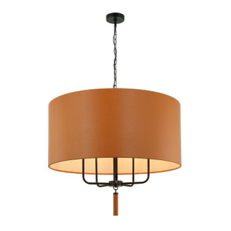 Varaluz - 368P05BLC - Five Light Pendant - Secret Agent - Black/Camel Leather