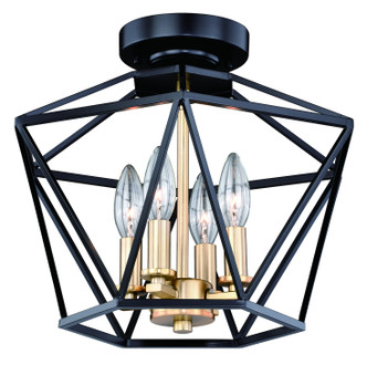 Vaxcel - C0174 - Four Light Semi Flush Mount - Turin - Noble Bronze and Natural Brass