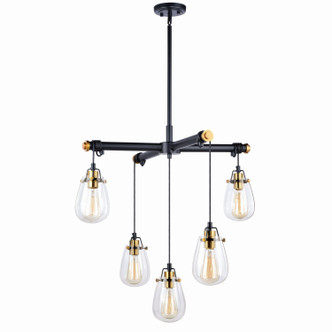 Vaxcel - H0184 - Five Light Chandelier - Kassidy - Black and Natural Brass Vaxcel - H0184 - Five Light Chandelier - Kassidy - Black and Natural Brass