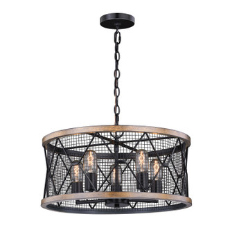 Vaxcel - H0207 - Five Light Chandelier - Bremerton - Black/Burnished Teak