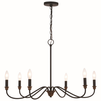 Vaxcel - H0265 - Six Light Chandelier - Annabelle - Matte Black/Brushed Walnut