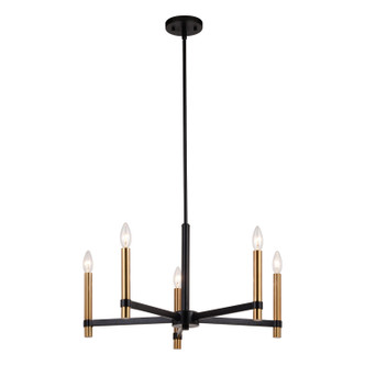 Vaxcel - H0267 - Five Light Chandelier - Damen - Matte Black/Natural Brass