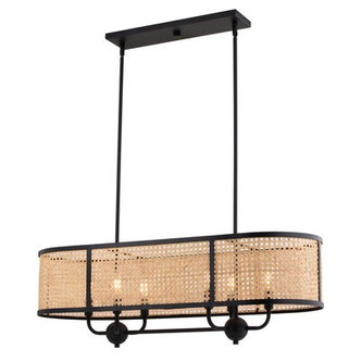 Vaxcel - H0308 - Six Light Linear Chandelier - Berens - Matte Black