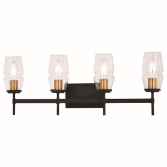 Vaxcel - W0394 - Four Light Vanity - Warren - Matte Black/Brushed Brass