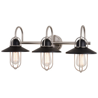 Vaxcel - W0403 - Three Light Vanity - Galena - Matte Black/Satin Nickel