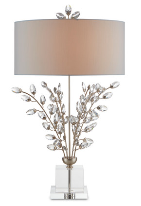 Currey and Company - 6000-0727 - Two Light Table Lamp - Forget-Me-Not Collection - Silver Leaf/Clear