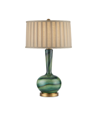 Currey and Company - 6000-0925 - One Light Table Lamp - Lamartine - Green/Antique Brass