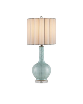 Currey and Company - 6000-0976 - One Light Table Lamp - Celadon - Celadon Crackle/Clear/Antique Brass