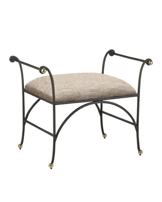 Currey and Company - 7000-0942 - Ottoman - Mabel - Antique Black/Polished Brass