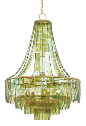 Currey and Company - 9000-0147 - Seven Light Chandelier - Vintner Collection - Dark Contemporary Gold Leaf/Green