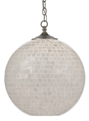 Currey and Company - 9000-0435 - One Light Pendant - Finhorn Collection - Pearl/Antique Silver Leaf