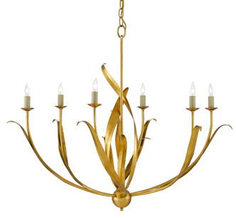 Currey and Company - 9000-0444 - Six Light Chandelier - Menefee - Antique Gold Leaf