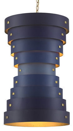 Currey and Company - 9000-0499 - Six Light Chandelier - Graduation Collection - Blue/Contemporary Gold Leaf/Autumn Gold