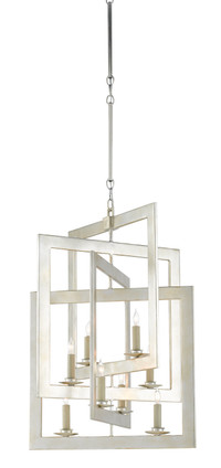 Currey and Company - 9000-0523 - Eight Light Chandelier - Middleton - Contemporary Silver Leaf