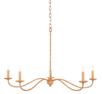 Currey and Company - 9000-0848 - Five Light Chandelier - Saxon Collection - Saddle Tan/Natural Rattan