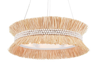 Currey and Company - 9000-0875 - Six Light Chandelier - Seychelles Collection - Sugar White/Natural Raffia