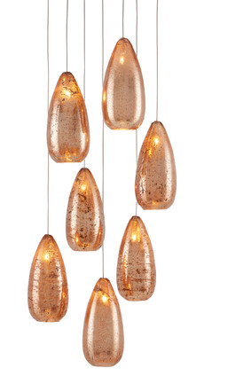 Currey and Company - 9000-0904 - Seven Light Pendant - Rame - Copper/Silver