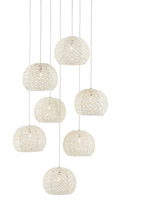 Currey and Company - 9000-0911 - Seven Light Pendant - Piero - Sugar White/Silver
