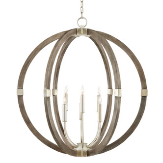 Currey and Company - 9000-0941 - Six Light Chandelier - Bastian - Chateau Gray/Contemporary Silver Leaf