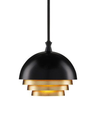 Currey and Company - 9000-0953 - One Light Pendant - Salviati Collection - Black/Gold Leaf