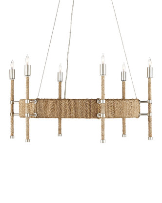 Currey and Company - 9000-0955 - Six Light Chandelier - Monzie Chandelier - Contemporary Silver Leaf/Natural