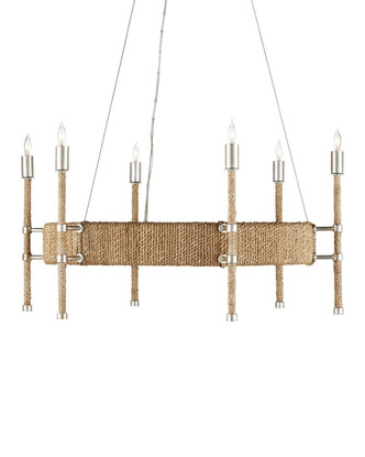 Currey and Company - 9000-0955 - Six Light Chandelier - Monzie - Natural/Contemporary Silver Leaf
