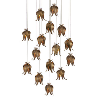Currey and Company - 9000-1022 - 15 Light Pendant - Iota - Antique Brass/Silver