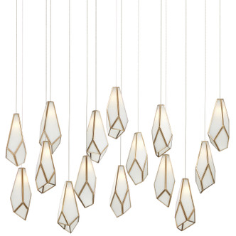 Currey and Company - 9000-1037 - 15 Light Pendant - Glace - White/Antique Brass/Silver