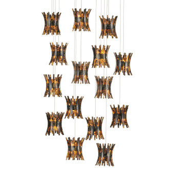 Currey and Company - 9000-1043 - 15 Light Pendant - Alsop - Brown/Black/Natural/Silver