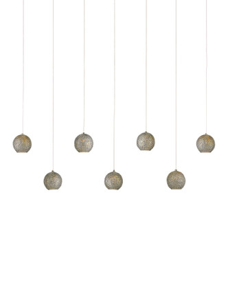 Currey and Company - 9000-1056 - Seven Light Pendant - Giro Collection - Blue/Nickel