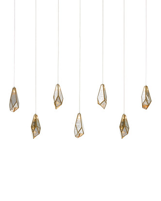 Currey and Company - 9000-1059 - Seven Light Pendant - Glace - Raj Mirror/Antique Brass/Silver