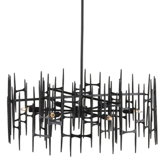 Currey and Company - 9000-1091 - Six Light Chandelier - Attingham Black Chandelier - Satin Black