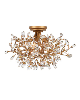 Currey and Company - 9000-1123 - Five Light Semi-Flush Mount - Crystal Bud - Brass/Clear
