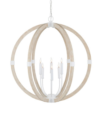 Currey and Company - 9000-1131 - Six Light Chandelier - Bastian - Sugar White/Sandstone