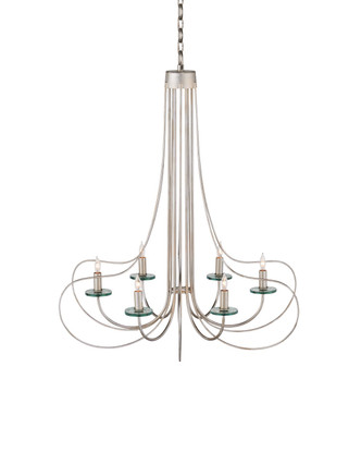 Currey and Company - 9000-1137 - Six Light Chandelier - Harrow Chandelier - Contemporary Silver Leaf/Contemporary Silver/Clear