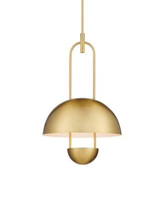 Currey and Company - 9000-1170 - One Light Semi-Flush Mount - Creighton Semi-Flush Mount - Brass/White