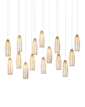 Currey and Company - 9000-1189 - 15 Light Pendant - Parish - White/Antique Brass/Silver