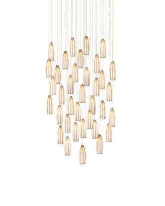 Currey and Company - 9000-1191 - 36 Light Pendant - Parish Collection - White/Antique Brass