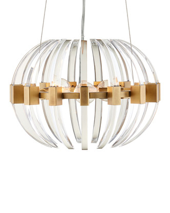 Currey and Company - 9000-1193 - Three Light Chandelier - Coquette - Clear/Antique Brass