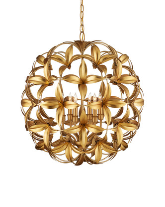 Currey and Company - 9000-1214 - Six Light Chandelier - Helenium - Contemporary Gold Leaf/Contemporary Gold
