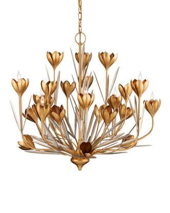 Currey and Company - 9000-1215 - Nine Light Chandelier - Hortensia - Contemporary Gold Leaf/Contemporary Gold/Contemporary Silver Leaf