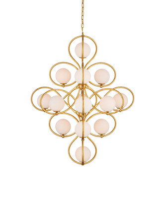 Currey and Company - 9000-1216 - 14 Light Chandelier - Storrs - Contemporary Gold Leaf/Contemporary Gold/White