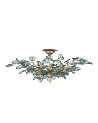 Currey and Company - 9000-1260 - Eight Light Semi-Flush Mount - Baobab - Clear/Contemporary Silver Leaf/Contemporary Silver