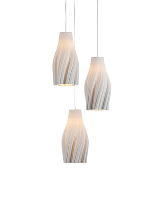 Currey and Company - 9000-1271 - Three Light Pendant - Posh Collection - White / Silver