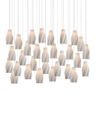 Currey and Company - 9000-1275 - 30 Light Linear Pendant - Posh - White/Silver